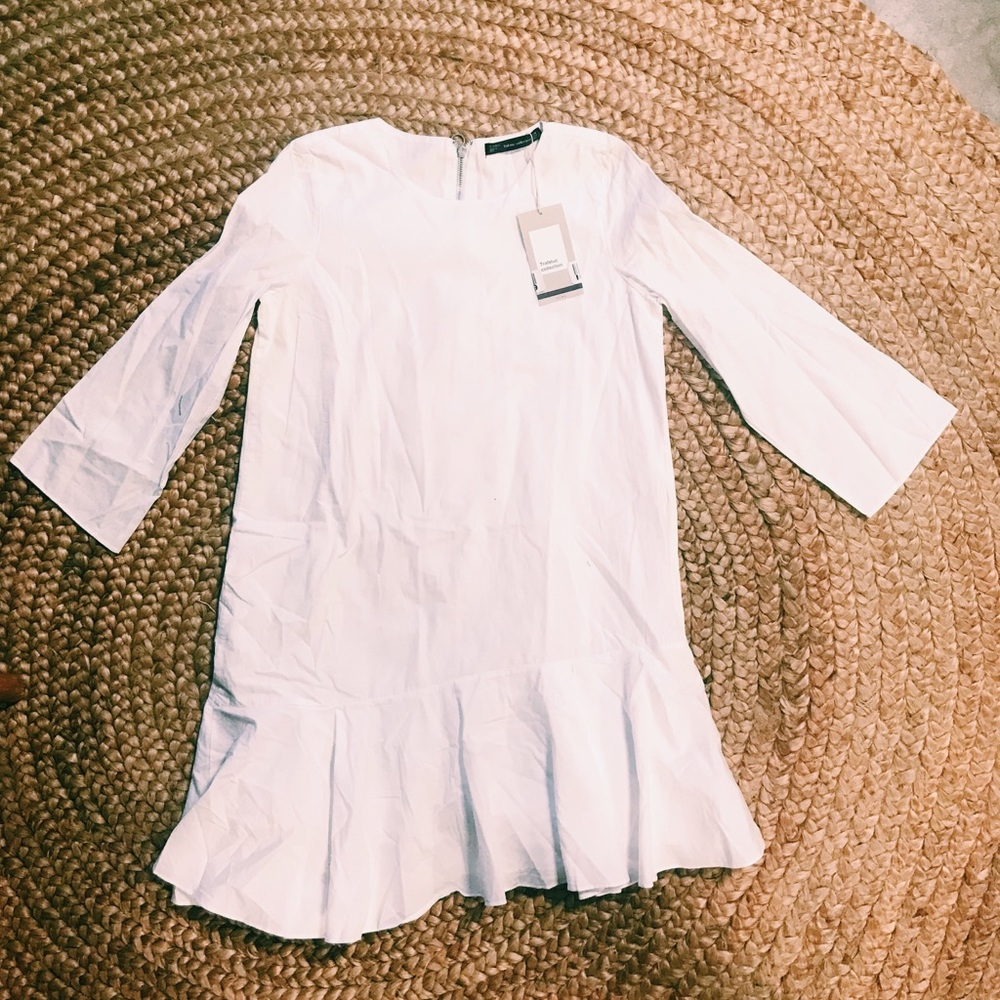 Zara White Flare Dress with Zipper